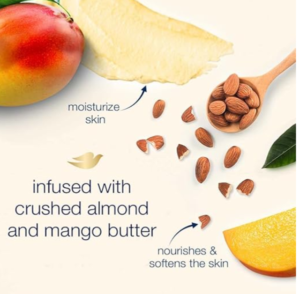 Dove Exfoliating Body Polish Scrub for Dry Skin with Crushed Almond and Mango Butter, 298g - Image 4