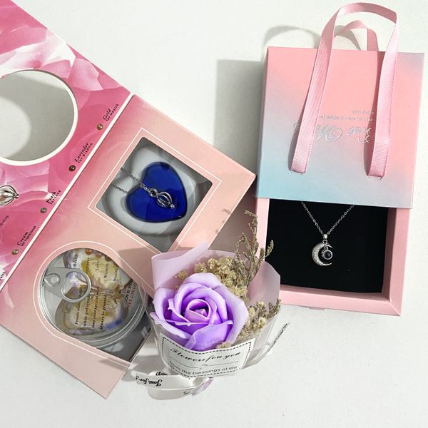 100 LANGUAGE I LOVE YOU NECKLECE + LOVE PEARL NECKLECE + RANDOM FLOWER BOUQUET.