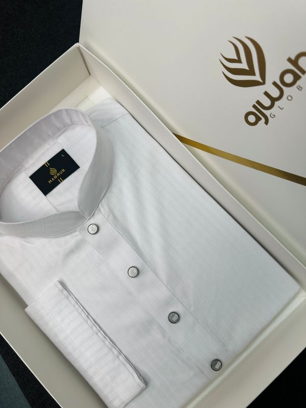 White Step Panjabi | Premium Tailored Design