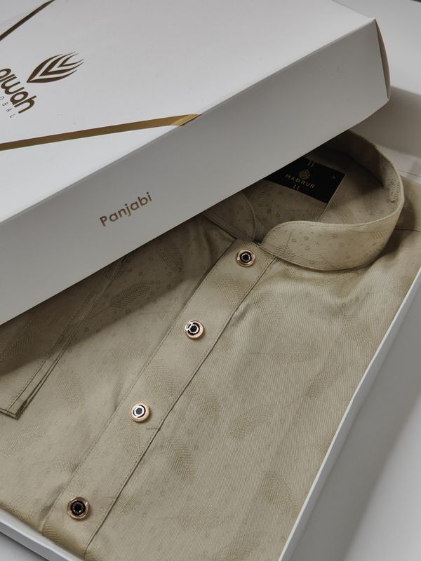 Sand Beige Jacquard Panjabi | Premium Classic Wear