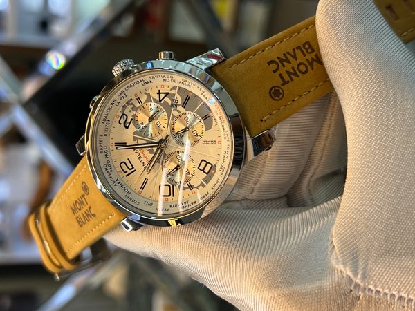 montblack brown belt white dial AA