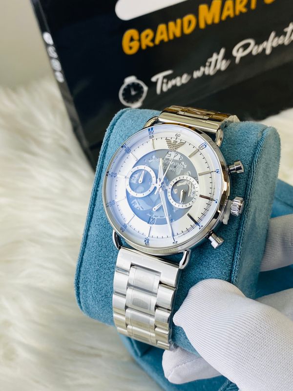 Armani Oval || Silver chain || Uper dial white