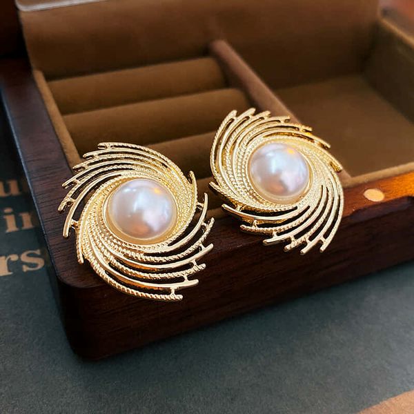 Dynamic Rotated Pearl Earrings