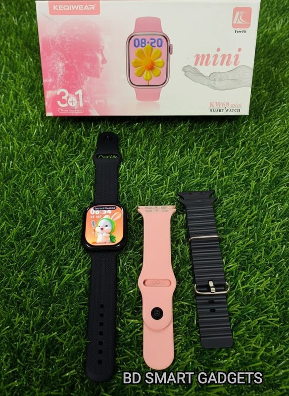 KW68 Mini Smartwatch With 3 Silicone Strap