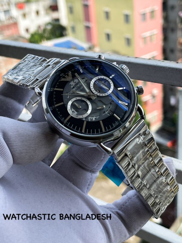 Armani Chain Oval Glass Meccanico Black Dial