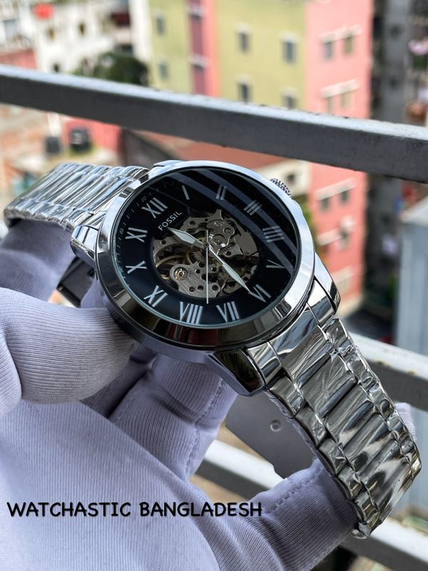 Fossil Auto Black Dial Chip Lock