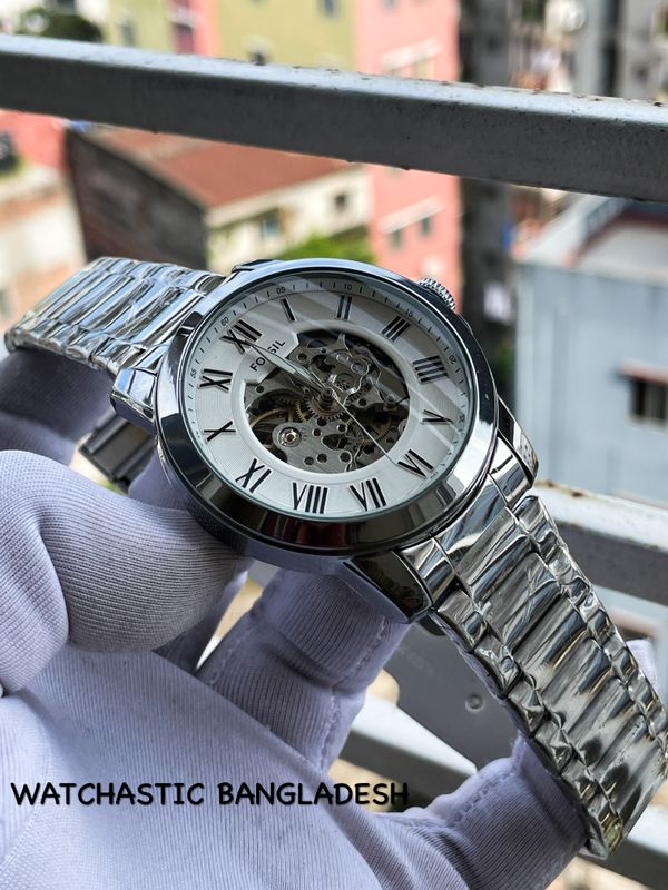 Fossil Auto White Dial Chip Lock