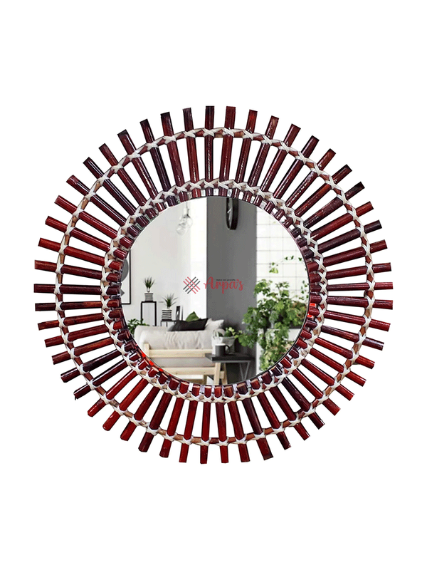 Attractive Cane Made Round Mirror