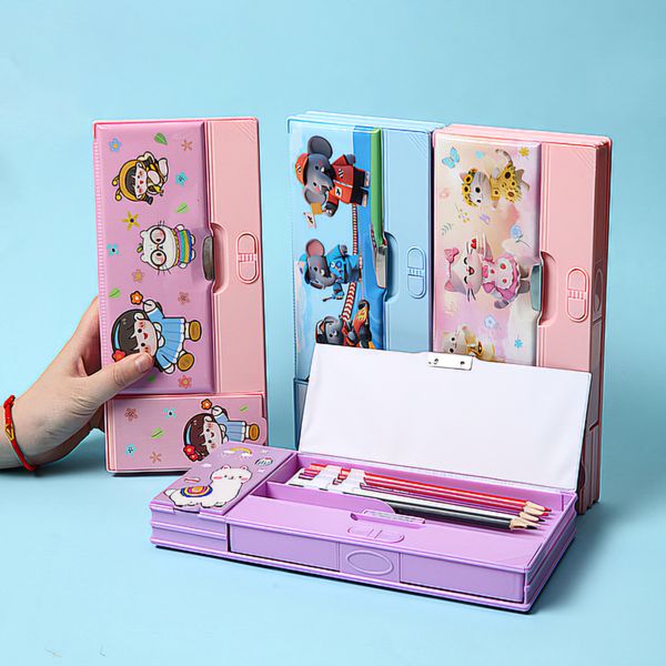 Customized High-Looking Pencil Box, Large Capacity, Creative Automatic Mechanism Pencil Box, Multi-Functional Stationery Box