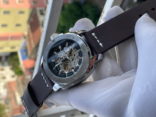 Fossil Auto Brown Belt Black Dial