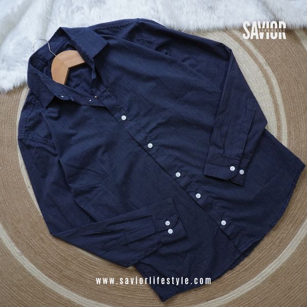 Classic Blue Old Money Shirt – Full Sleeve Close Stripe