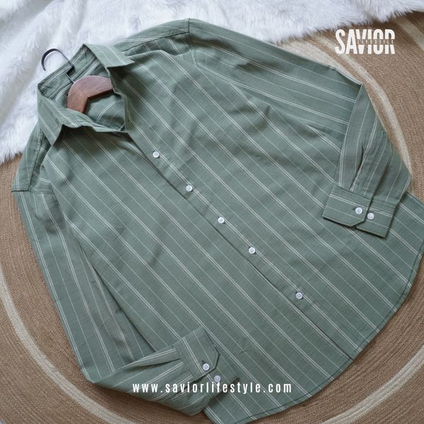 Forest Olive Old Money Shirt – Full Sleeve Cotton Twill