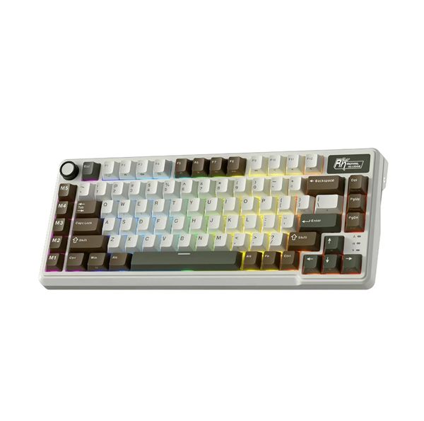 ROYAL KLUDGE RK L75 Tri-Mode Hot-Swappable Wireless Mechanical Gaming Keyboard – Palm Green .