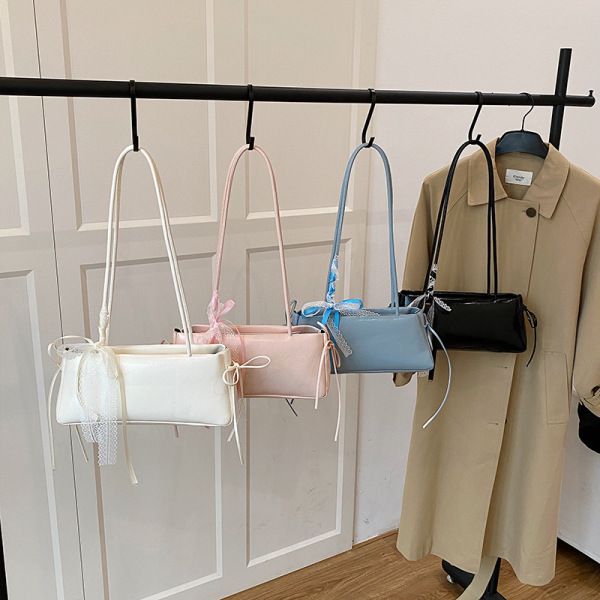 Solid color Korean Bow Armpit shoulder bag