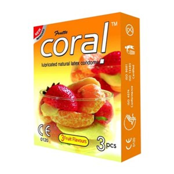 Coral 3 Fruits Flavours Condoms 3pcs