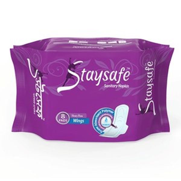 Staysafe Sanitary Napkin Heavy Flow Wings 8 Pads
