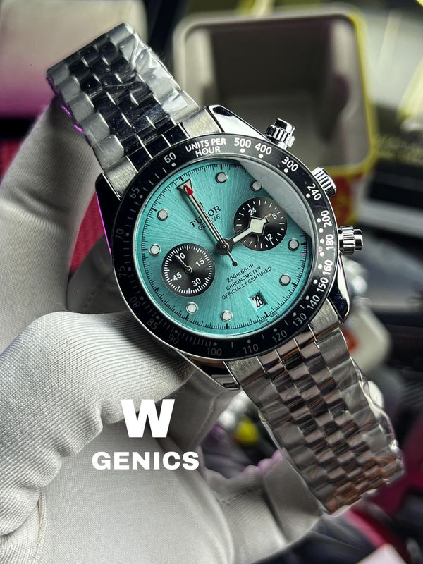 Tudor Chronograph Tiffany Dial Silver Chain