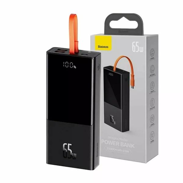 Baseus Elf Digital Display Power Bank with Type C Cable 65W 20000mAh
