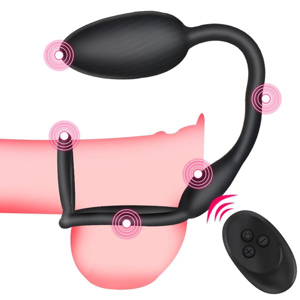 25cm Long Cockring Vibrator For Men Anal Plug Penis Ring Prostate Massager Women Vaginal Ball Male Masturbator Sex Toys Couple