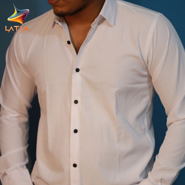 প্রিমিয়াম সলিড সাদা স্টিজ শার্ট।
