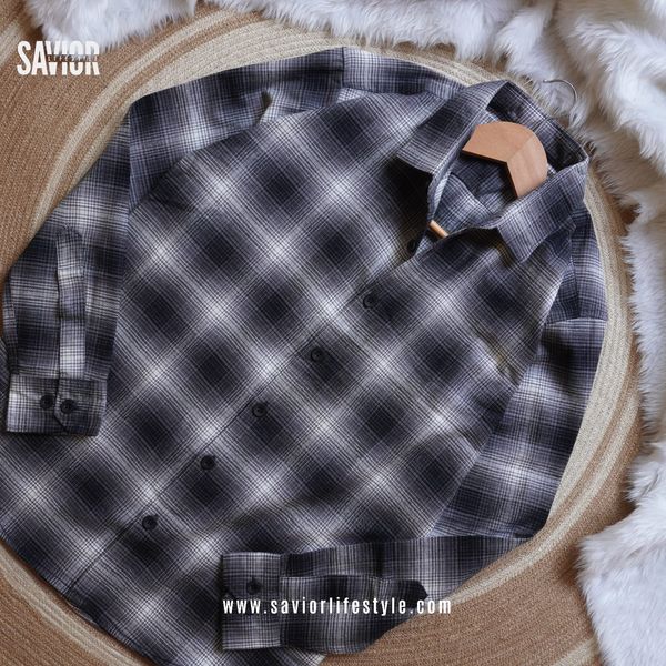 Charcoal Ash - Pocketless Full Sleeve Check Shirt