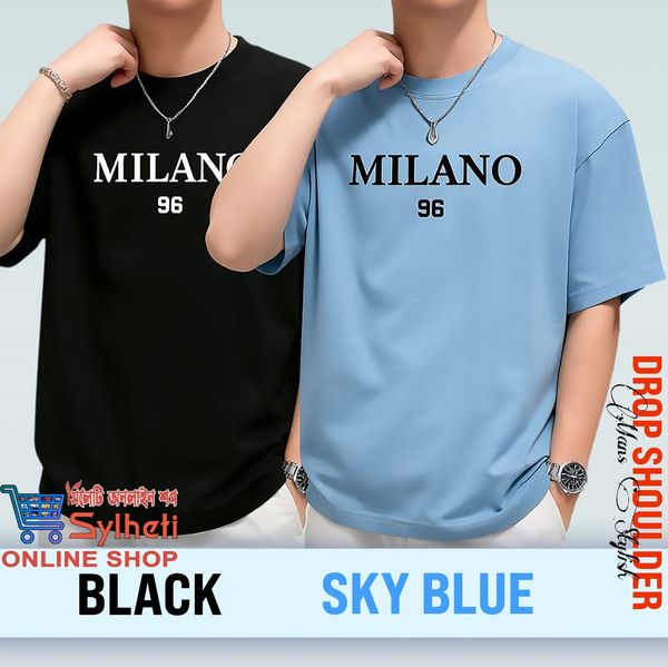 Combo Men's Stylish Drop Shoulder- Milano (Colour= Black & Sky blue)