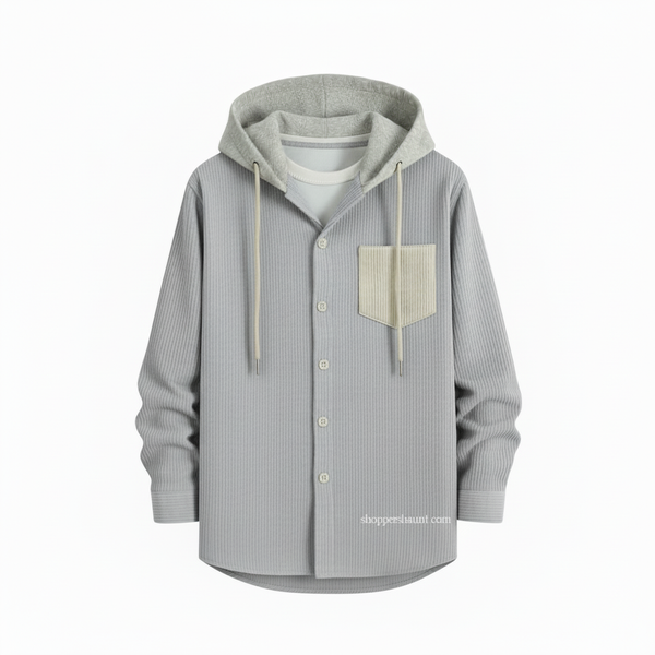 Corduroy Hooded shirt for winter (lite ash)