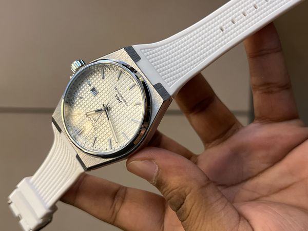 PRX NONE CHRONO WHITE FIBER SILVER CASE WHITE WAFFLE DIAL