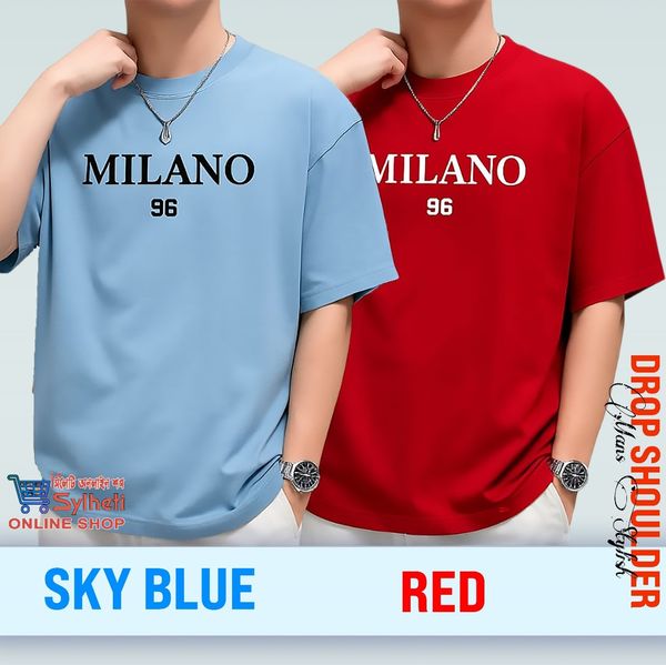 Combo Men's Stylish Drop Shoulder- Milano (Colour- Sky Blue & Rad)