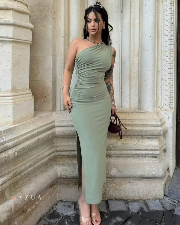 One Shoulder Slit Long Dress