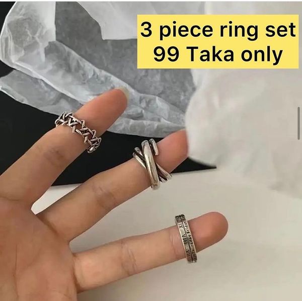 3 pcs retro ring set