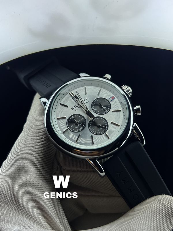 Hilfiger Black Blet Silver Case White Dial  AA