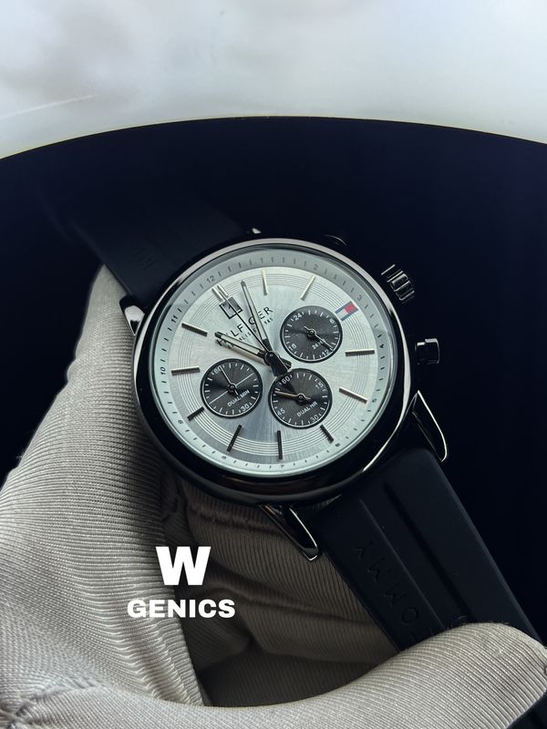 Hilfiger Black Belt Black Case White Dial AA