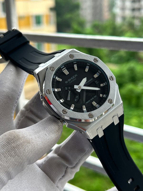 G Shock GMA 2100 Silver Cash Black Belt AAA