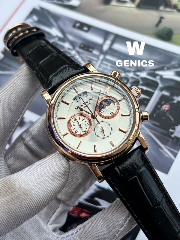 Patek Simple Dial Rose Gold Case Black Belt AA