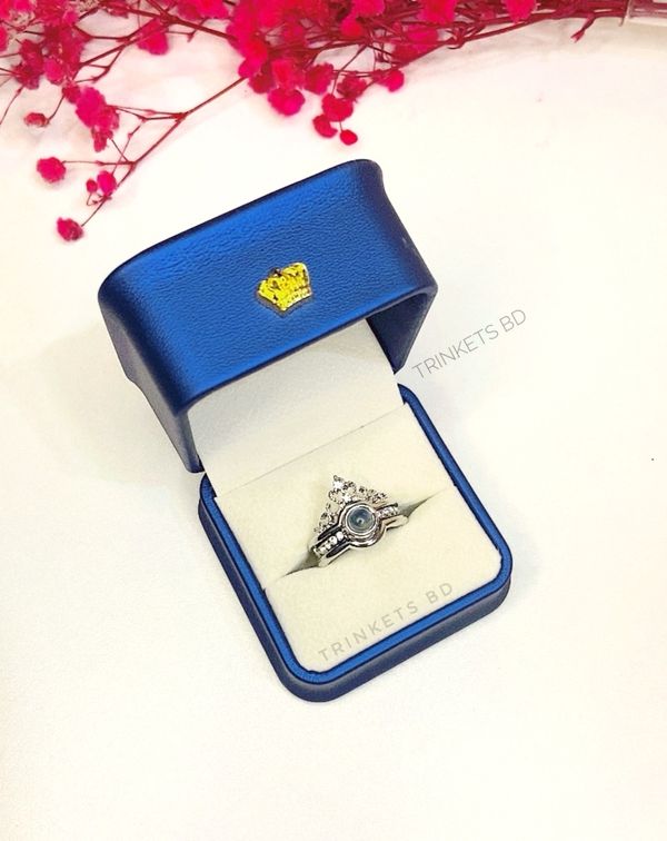 100 LANGUAGE "I LOVE YOU" RING + ROYAL BLUE PREMIUM BOX