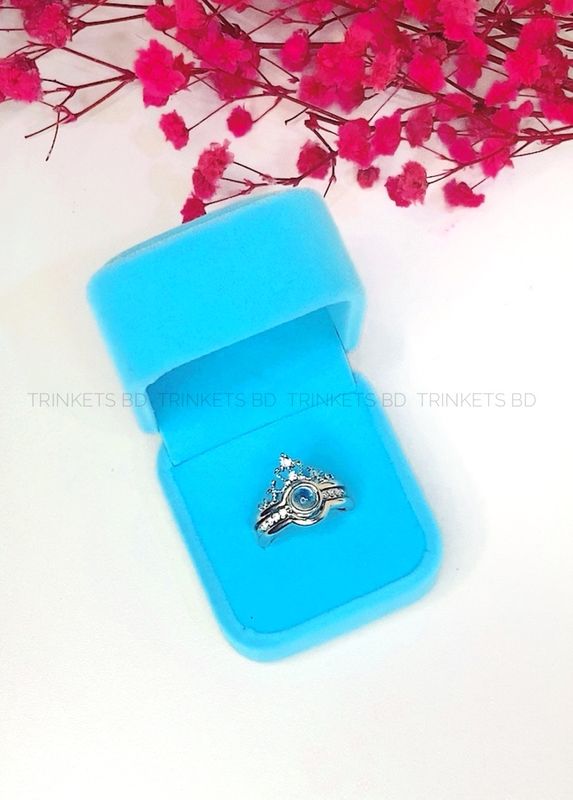 100 LANGUAGE "I LOVE YOU" RING + SKY BLUE BOX