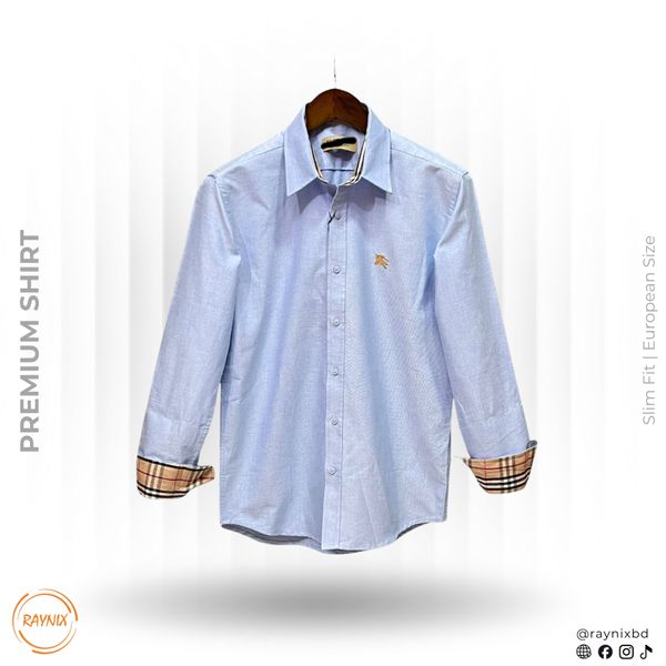 Burberry Men’s Premium Sky Blue Slim-Fit Casual Shirt