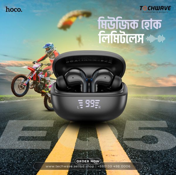Hoco EQ5 ANC+ENC Wireless Earbuds