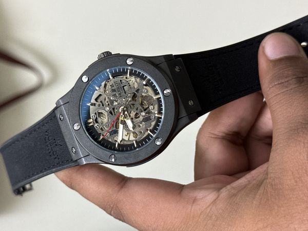 HUBLOT AUTO BELT BLACK WHITE STONE