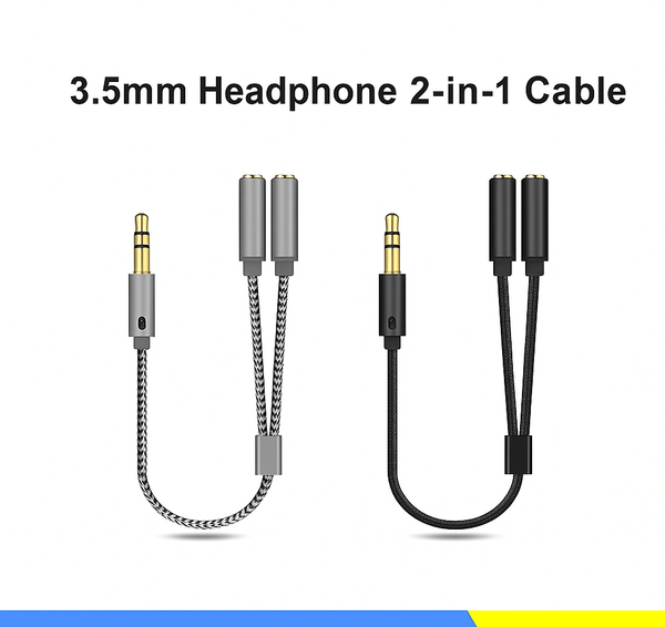 Braided 3.5mm earphone adapter cable 1-2 splitter extension cable 2-in -1 audio cable couple sharing cable