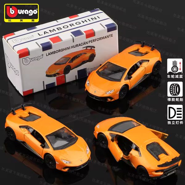 Bburago 1:64 Lamborghini Huracan Performante Orange Diecast Model Car