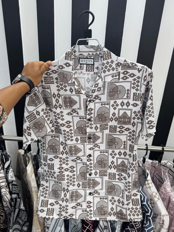 China indigo fabrics half sleev qvan collar shirt.