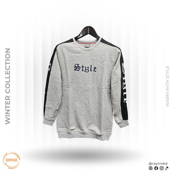 STYLE "Winter Collection" Contrast Panel Crewneck Sweatshirt – Heather Grey