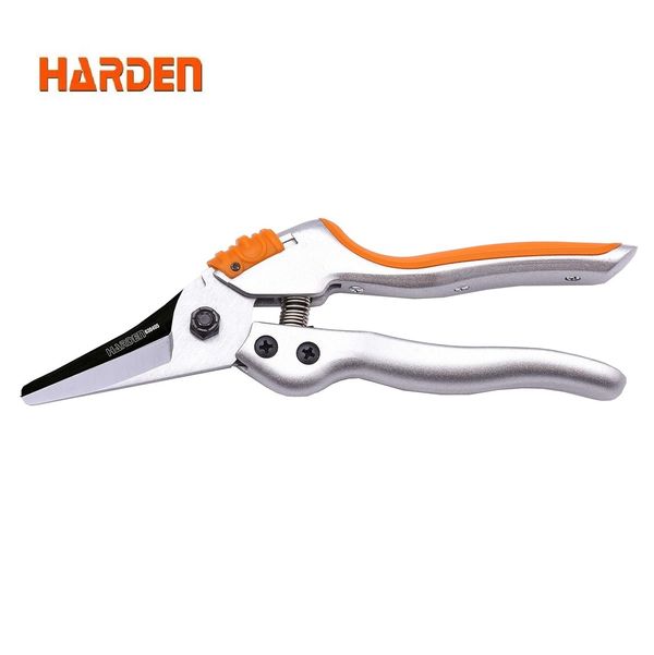 HARDEN 8" Professional Garden Pruner, Forged of SK5 Steel, Comfortable TPR Handle, Large Spring & Plastic Lock, Anti-Touch Design; 630405