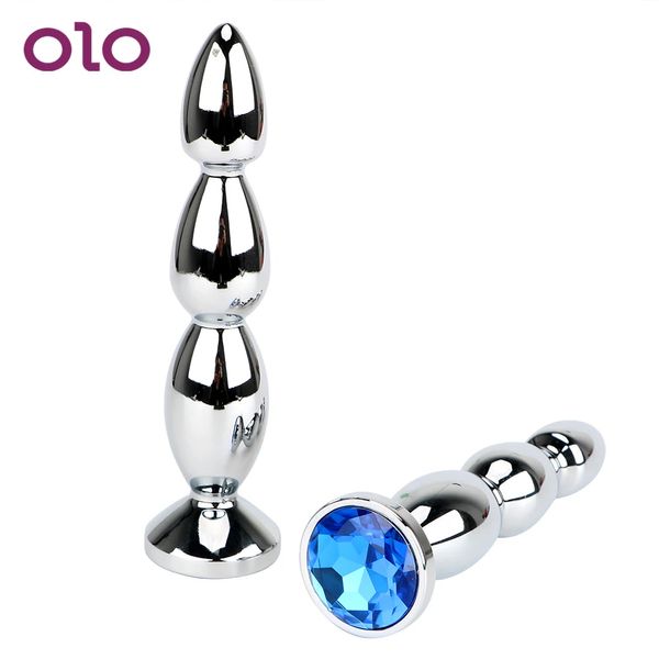 Jewel Anal Plug Big Size Long Butt Plug Erotic Prostate Massage Metal Anal Beads Sex Toys for Women and Men Adult Product