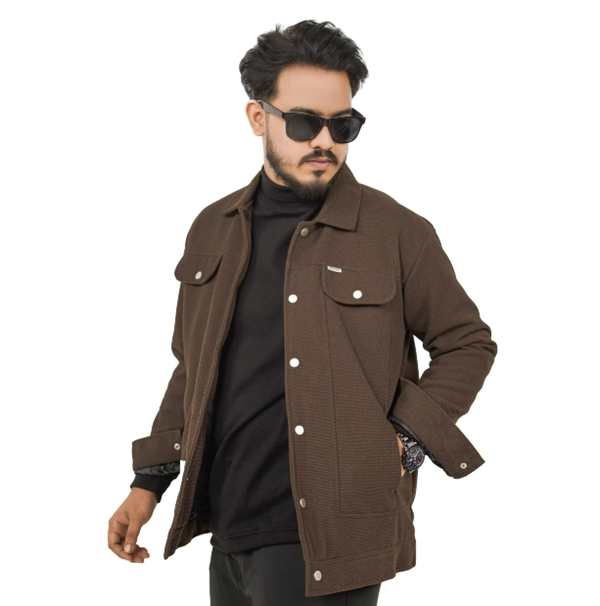 Men’s Premium Solid Deep Brown Shacket