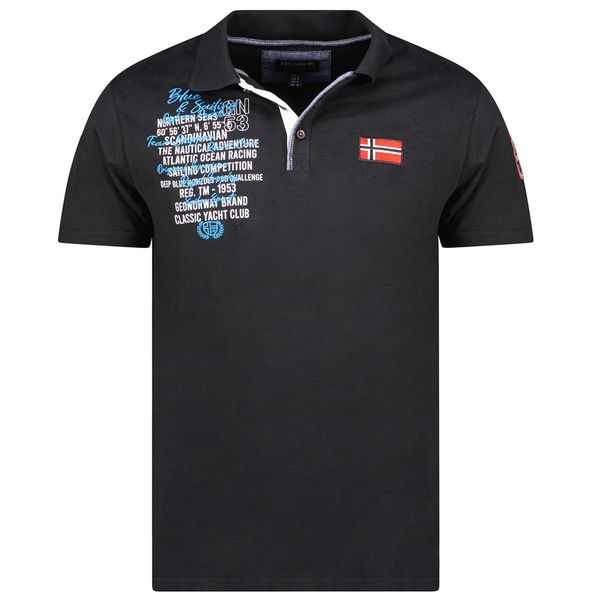 Polo Short Sleeve, Flag and Badge Black