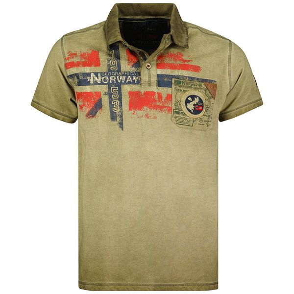 Washed effect short sleeve polo shirt Khaki Khaki