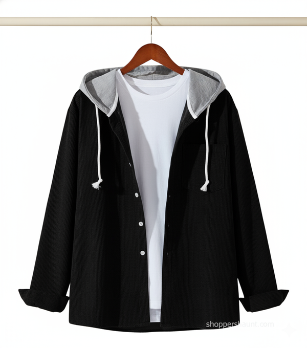 corduroy hooded shirt for winter 0059